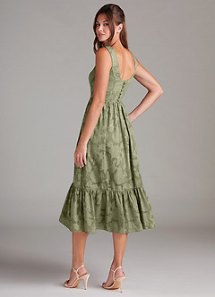 Azazie Alissa Brautjungfernkleider A-Linie mit Taschen Blumen-Burnout Kleid Pistazie image7