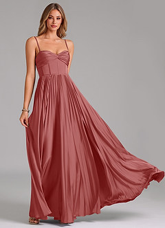 Azazie Akiko Bridesmaid Dresses Antique Rose A-Line Sweetheart Neckline Stretch Satin Dress image5