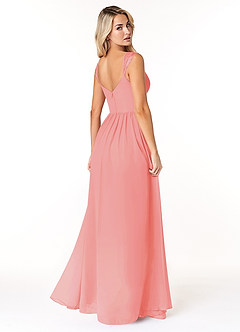 Azazie Cleobella Bridesmaid Dresses Coral A-Line Sweetheart Lace Chiffon Dress image5