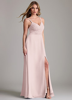 Azazie Terese Bridesmaid Dresses Blushing Pink A-Line Pleated Chiffon Dress image3