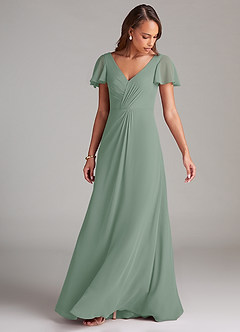 Azazie Soren Bridesmaid Dresses Silver Sage A-Line Ruched Chiffon Dress image5