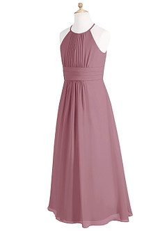 Azazie Bonnie Junior Vintage Mauve A-Line Pleated Chiffon Dress image7