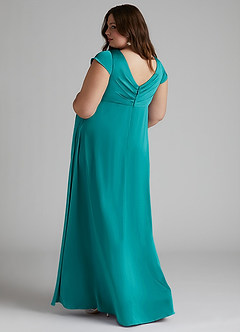 Azazie Allessia Maternity Bridesmaid Dresses A-Line Pleated Stretch Satin Floor-Length Dress image9