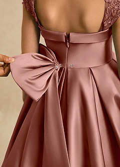 Azazie Genie Flower Girl Dresses Cedar Rose Ball-Gown Off the Shoulder Matte Satin Dress image5