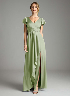 Azazie Omari Brautjungfernkleider A-Linie Stretch-Satin Kleid Staubiger Salbeigrün image9