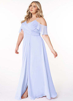 Azazie Dakota Bridesmaid Dresses Lavender A-Line V-Neck Pleated Chiffon Dress image10