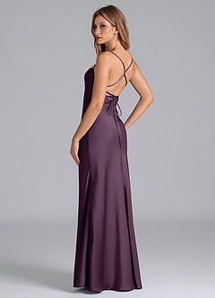 Azazie Seema Bridesmaid Dresses Plum Mermaid Corset Stretch Satin Dress image6