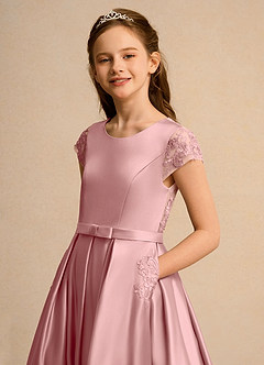 Azazie Bunny Girls Formal Jurken voor bloemenmeisjes Baljurk Jurk van Kant Stoffige Roos image4