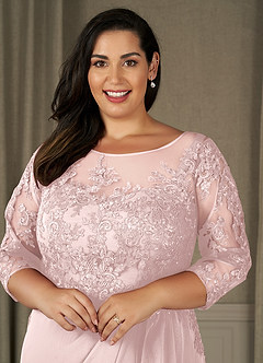 Azazie Calanthe Final Sale Blushing Pink A-Line Scoop Chiffon Dress image8