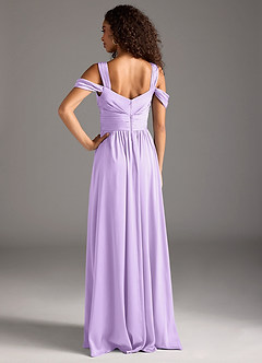 Azazie Lianne Bridesmaid Dresses Lilac A-Line Off the Shoulder Stretch Satin Dress image5
