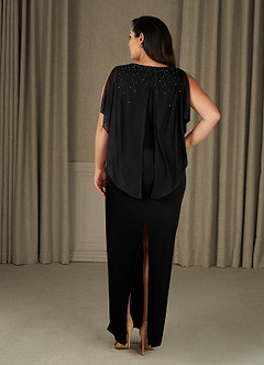 Azazie Aspyn Mother of the Bride Dresses Black Sheath Beaded Mesh Dress image12