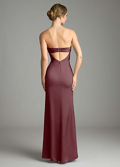 Azazie Leonis Bridesmaid Dresses Sangria Mermaid Pleated Stretch Satin Convertible Dress image2