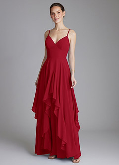 Azazie Zaina Bridesmaid Dresses Scarlet A-Line Chiffon Dress image4