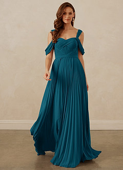 Christian Siriano Bridal for Azazie 1013 Bridesmaid Dresses Ink Blue A-Line Off the Shoulder Chiffon Dress image9