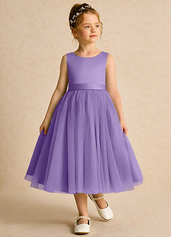 Azazie Pear vestidos de niña de las flores Vestido de Tahití de Tul de Princesa con Lazo image4