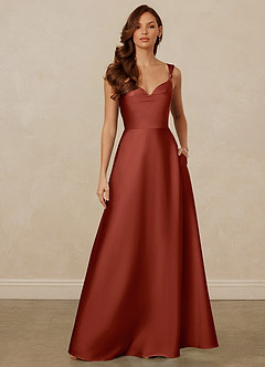 Christian Siriano Bridal for Azazie 1001 Brautjungfernkleider A-Linie Herzausschnitt Stretch-Satin Kleid Terrakotta image1