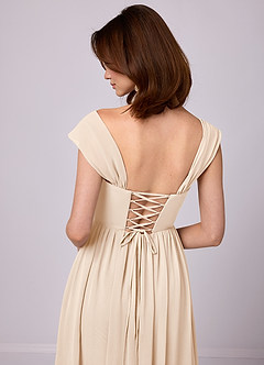 Barbie ♥ Azazie Bridesmaid Dresses White Alabaster A-Line Corset Chiffon Dress image14
