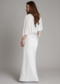 Azazie Ambra Bridesmaid Dresses White Mermaid Pleated Stretch Satin Dress image2