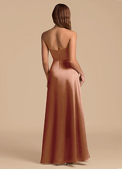 Azazie Wren Bridesmaid Dresses Bronzer A-Line Strapless Metallic Satin Dress image2