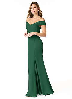 Azazie Lecia Bridesmaid Dresses Dark Green Empire Off-The-Shoulder Pleated Chiffon Convertible Dress image3