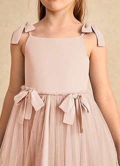 Azazie Jaci Flower Girl Dresses English Rose A-Line Spaghetti Strap Chiffon Dress image7