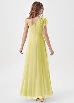 Azazie Arabella Junior Abito A-Line in Chiffon Increspato Sorbetto Al Limone image6