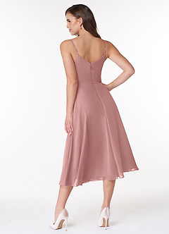 Azazie Clarissa Bridesmaid Dresses Dusty Rose A-Line V-Neck Chiffon Dress image2