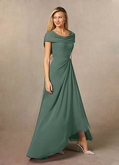 Azazie Mary Mother of the Bride Dresses Sea Moss A-Line Side Slit Chiffon Dress image4