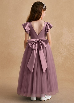 Azazie Suzy Robe Demoiselle D'honneur Fillette Robe Trapèze en Tulle avec manches Mauve Vintage image1