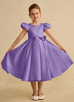 Azazie Pearl Robe Demoiselle D'honneur Fillette Robe Princesse en Mat Satiné Plissée Tahiti image4