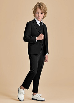 front Oliver Boys Black 5-Piece Suit