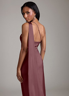 Azazie Galinda Brudtärnklänningar Klä av Sjöjungfru i Stretch Satin Ena axeln Sangria image2