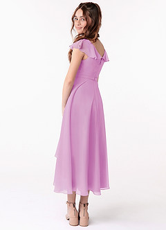 Azazie Posie Junior Candy Pink A-Line Ruched Chiffon Dress image2
