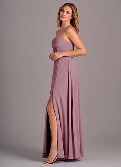 Azazie Carolyn Bridesmaid Dresses Vintage Mauve A-Line Pleated Chiffon Dress image3
