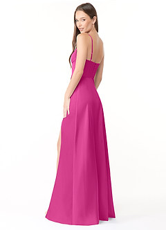 Azazie Halsey Brautjungfernkleider Etui Seitliche Cut-Outs Stretch-Satin Kleid Fuchsia image5