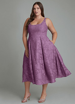 Azazie Amalie Bridesmaid Dresses Wisteria A-Line Pleated Floral Burnout Dress image7