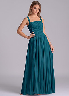 Azazie Mina Bridesmaid Dresses Ink Blue A-Line Pleated Chiffon Dress image6