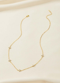 front Four-leaf Flower Zircon Necklace