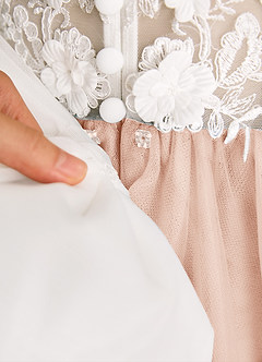 Azazie Lina Jurken voor bloemenmeisjes Baljurk Jurk van Kant Ivoor Engelse Roos image9