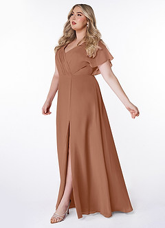 Azazie Rylee Bridesmaid Dresses Bronzer A-Line Pleated Chiffon Dress image8