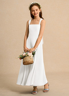 Azazie Tater Junior Formal vestidos de niña de las flores Vestido de Marfil de Gasa de Corte En A con Plisado image4