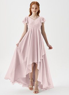 Azazie Caria Junior Blushing Pink A-Line Pleated Chiffon Dress image6