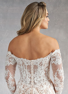 Azazie Empiria Vestidos de novia Vestido de Blanco Diamante Nude de Tul de Corte Sirena con Lentejuela image5