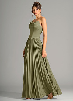 Azazie Saedra Robes de demoiselle d'honneur Robe Trapèze en Satin extensible Corset Pistache image4