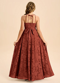 Azazie Arianthe Junior Linia A Pofałdowany Kwiatowe wypalenie Długość podłogi Młodsza druhna Sukienka image1