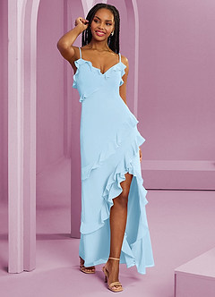 Barbie ♥ Azazie 신부 들러리 드레스 러플 V넥 쉬폰 머메이드 드레스 image3