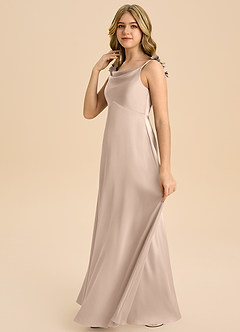 Azazie Gumdrop Junior English Rose Empire Pleated Stretch Satin Dress image5