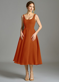 Azazie Amalie Bridesmaid Dresses Paprika A-Line Pleated Chiffon Dress image4