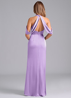 Azazie Bonny Bridesmaid Dresses Lilac Mermaid Off the Shoulder Stretch Satin Dress image2