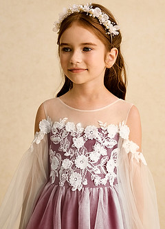 Azazie Zimi Flower Girl Dresses Burgundy Ball-Gown Sweetheart Neckline Tulle Dress image9